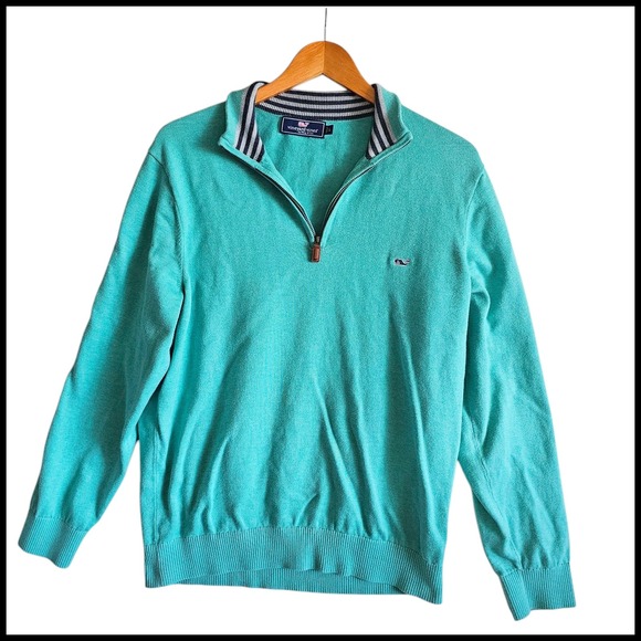 Vineyard Vines Other - Vineyard Vines 1/4 Zip Pullover Sweater Striped Collar Cotton Blend Large